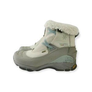 Merrell Womens Gray Winterlude Zip Round Toe Waterproof Winter Snow Boot Sz US 7